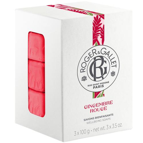 Roger & Gallet Πακέτο Προσφοράς Gingembre Rouge Perfumed Soap Bars Γυναικείο Αναζωογονητικό Φυτικό Σαπούνι Σώματος με Άρωμα Τζίντζερ 3x100g